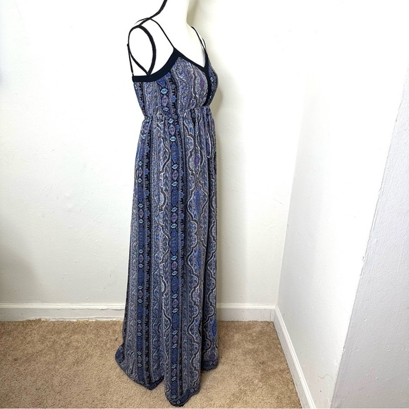 Doe & Rae Bohemian Maxi Long Dress Women Size X Small Blue Sleeveless - Picture 9 of 10